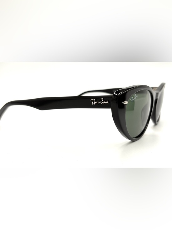 Ray-Ban Black Cat-Eye Sunglasses RB4314N 601/31 54-140 Green G-15 - Picture 8 of 13
